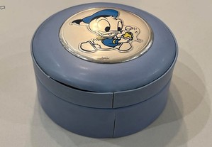 guarda joias/Baú para bebé -criança com prata na tampa - Pato Donald da Disney