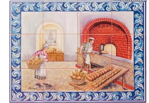 Painéis de Azulejos Padaria Tradicional Imagem Pão Quadro