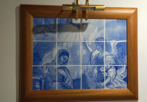 Quadro de Azulejos Senhora dos Remédios com luz 75 cm x 60 cm