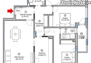 Apartamento T3 no último andar com varandas com Churrasqueira