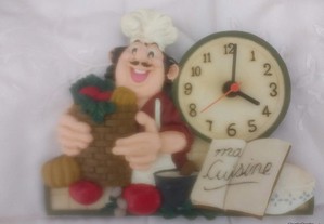 Relógio cozinheiro em loiça 20 x 15 cm Muito giro