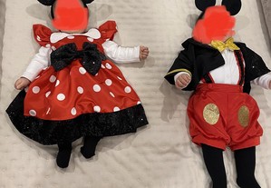 2 fatos de carnaval Mickey È Minnie else Bebe entre 6/9 meses . Usados apenas um dia .