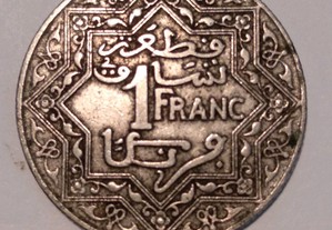 Moeda de 1 Franco 1921 Marrocos