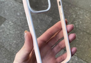 Capa transparente anti-choque com lateral colorida rosa para iPhone 13 Pro