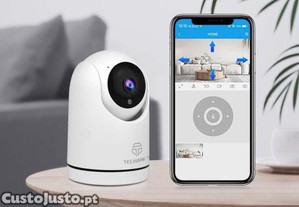 Camara De Vigilancia Wi-Fi Interior De 360º, Camara De Vigilancia Bebe 1080P, Visao Noturna, Audio Bidirecional, Deteccao De Mov