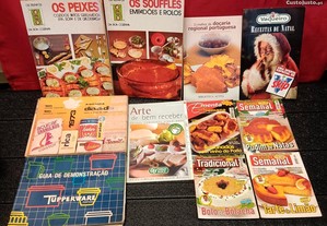 lote de livros e revistas de culinária