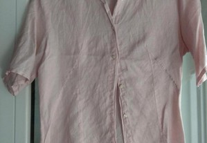 Camisa de linho rosa claro Chez Chemise S 36 NOVA
