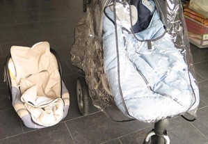 Carro+Babycoque+saco inverno+assento+s.inverno + proteção chuva