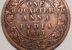 Moeda de One Quarter Anna Índia 1887