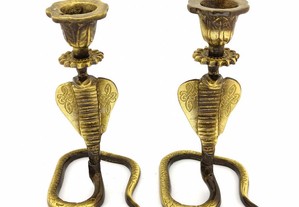 Castiçais em latão cobre / Snakes brass candlesticks