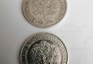 2 moedas prata de 5 markos 1927 e 1928