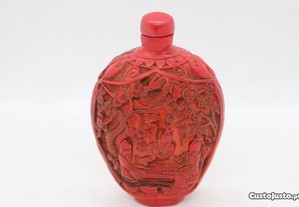 Snuff Bottle Laca Cinnabar Chinesa Floral figuras