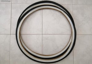 2 pneus de bicicleta 24x1 3/8 preto+branco novos