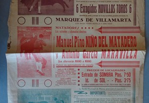 Programa de tourada bullfight Praça de touros Plaza de toros Puerto Marques Villamarta 1932