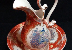 Bacia e jarro pequenos cerâmica chinesa