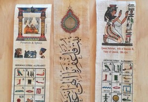 Marcadores de páginas, pintados à mão, de papiro autêntico do Egito v.p.ind