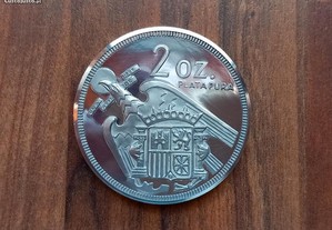 Medalha Prata 2oz Espanha- Franco (Rara)