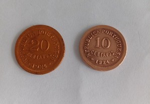 20 CENTAVOS e 10 Centavos de 1924 da 1ª República RARAS