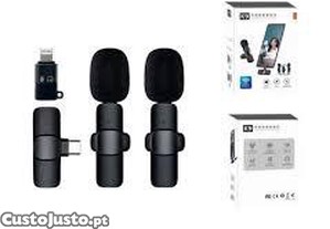 2 Dois Microfones Wireless Universais Type-C Adaptador para Lightning SKYHE K9 2 Preto