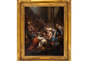 Pintura Adoração Magos Barroco Arte Sacra século XVIII