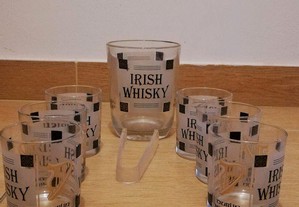 Conjuntos recipiente gelo ou garrafa+ 6 copos de vidros para whisky