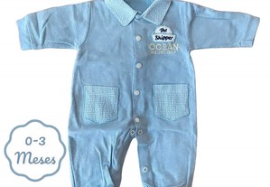 Babygrow Azul Xadrez 0-3 meses