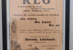 K.L.G. 1933 Quadro com Publicidade da Época