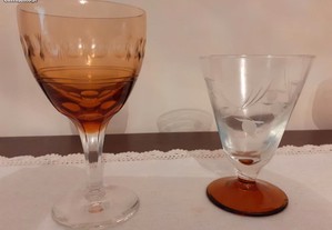 10 Cálices de vidro vintage - lote âmbar