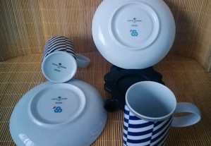 Set de 2 bonitas chávenas café do banco Caixa Geral de Depósitos da fábrica porcelanas VA