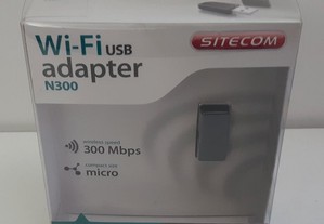 Adaptador Sitecom Wi-Fi 2.4 GHz Wireless USB 300Mbps Win Mac Novo
