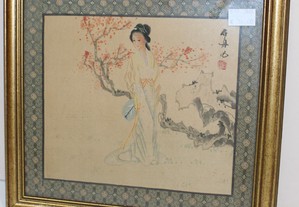 Quadro com Pintura de Mulher Japonesa
