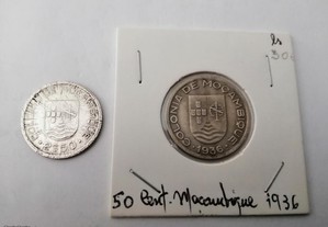 Moedas Moçambique 50 cent. 2,50 esc. Prata