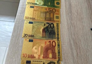 7 Notas Euros - Folha de Ouro de 24k - Colecção