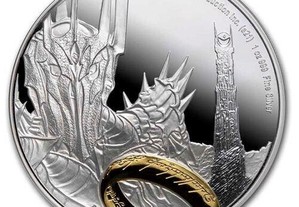 Ilhas Niue 2 Dólares O Senhor dos Anéis Clássico (1.) - Sauron 1 onça Prata