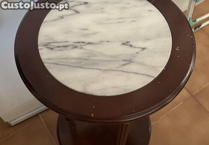 Mesa de Apoio Vintage com Tampo em Mármore  Madeira Maciça