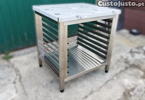 Bancada inox para forno c/ calhas para colocao at 8 tabuleiros 60x40cm (800x700x850mm)