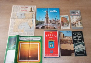 Folhetos turísticos vintage Espanha Madrid Sevilha