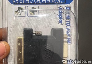 Adaptador DVI-M para VGA-F   Conecte Monitor VGA a Porta DVI