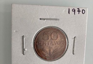Moedas com eixo deslocado em escudos, de 50 centavos, 1970 e 1973