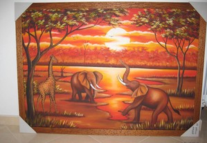 quadros novos pintados de paisagens africanas