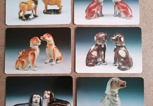Conjunto de 6 Calendários de 1993 de cães em loiça