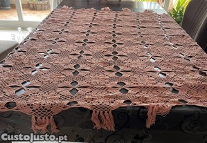 Toalha de mesa em renda, cor rosa, 150 x 170 cm