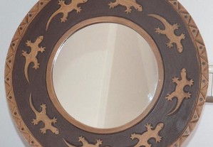 Espelho de Parede Redondo Lagartos (Castanho)