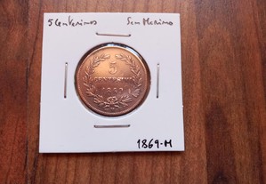 Moeda 5 Centesimos 1869 San Marino