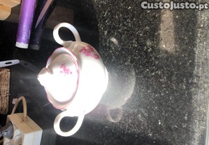 acucareiro vista alegre branco com flores rosas