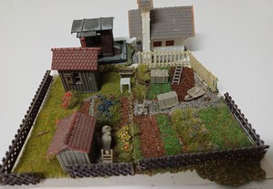 Maquete de casas com jardim