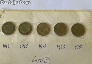 Lote de 5 moedas de 2$50 escudos de 1964/84