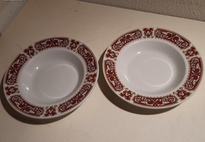 Retro Vintage Antigo Dois Pratos Sopa Porcelana Inglesa "Duraline" anos 70