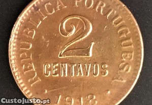 Moeda de 2 Centavos bronze - Portugal - 1918
