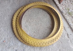 Par de pneus para BMX amarelos novos de stock antigo 20x2.125